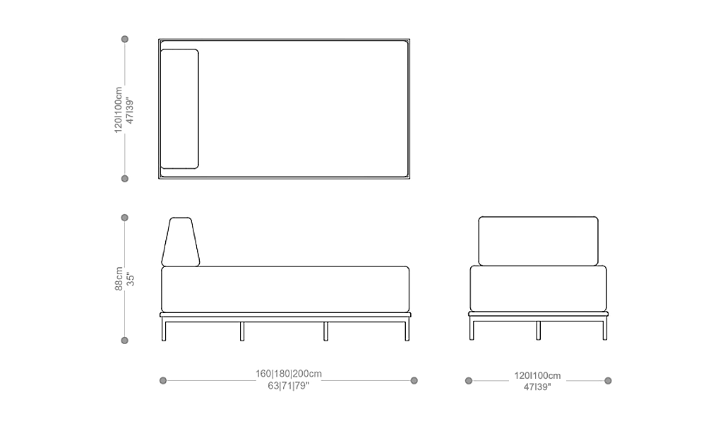 Image of the main dimensions of the product